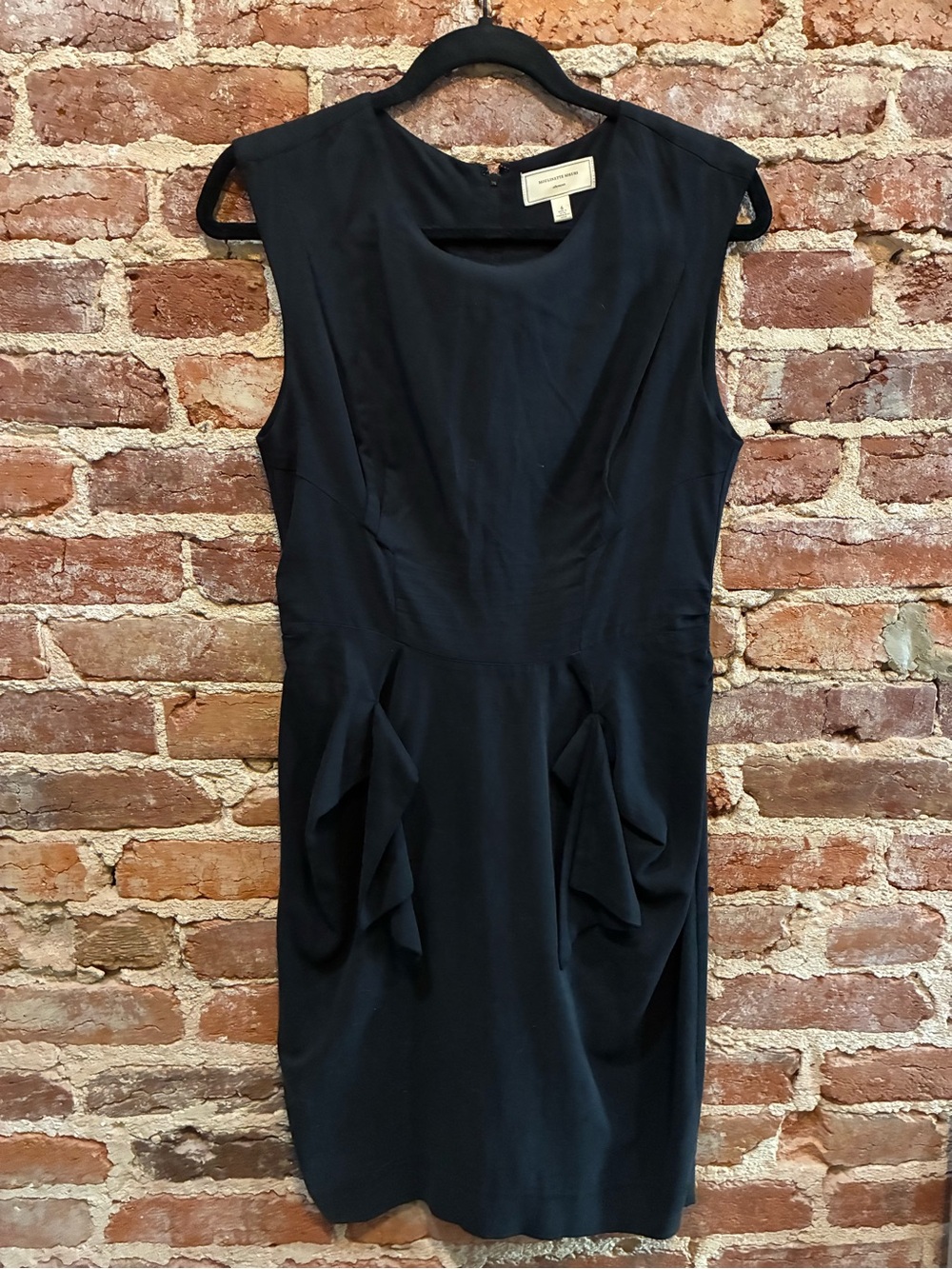 Moulinette Soeurs Black Sleeveless Draped-Pocket Mini Dress